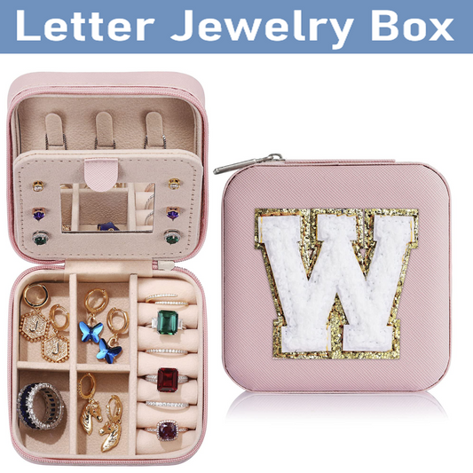 Travel Jewelry Organizer A-Z Alphabets Letter Box, Ring Necklace Earring Jewelry Holder Organizer Box for Women Girls