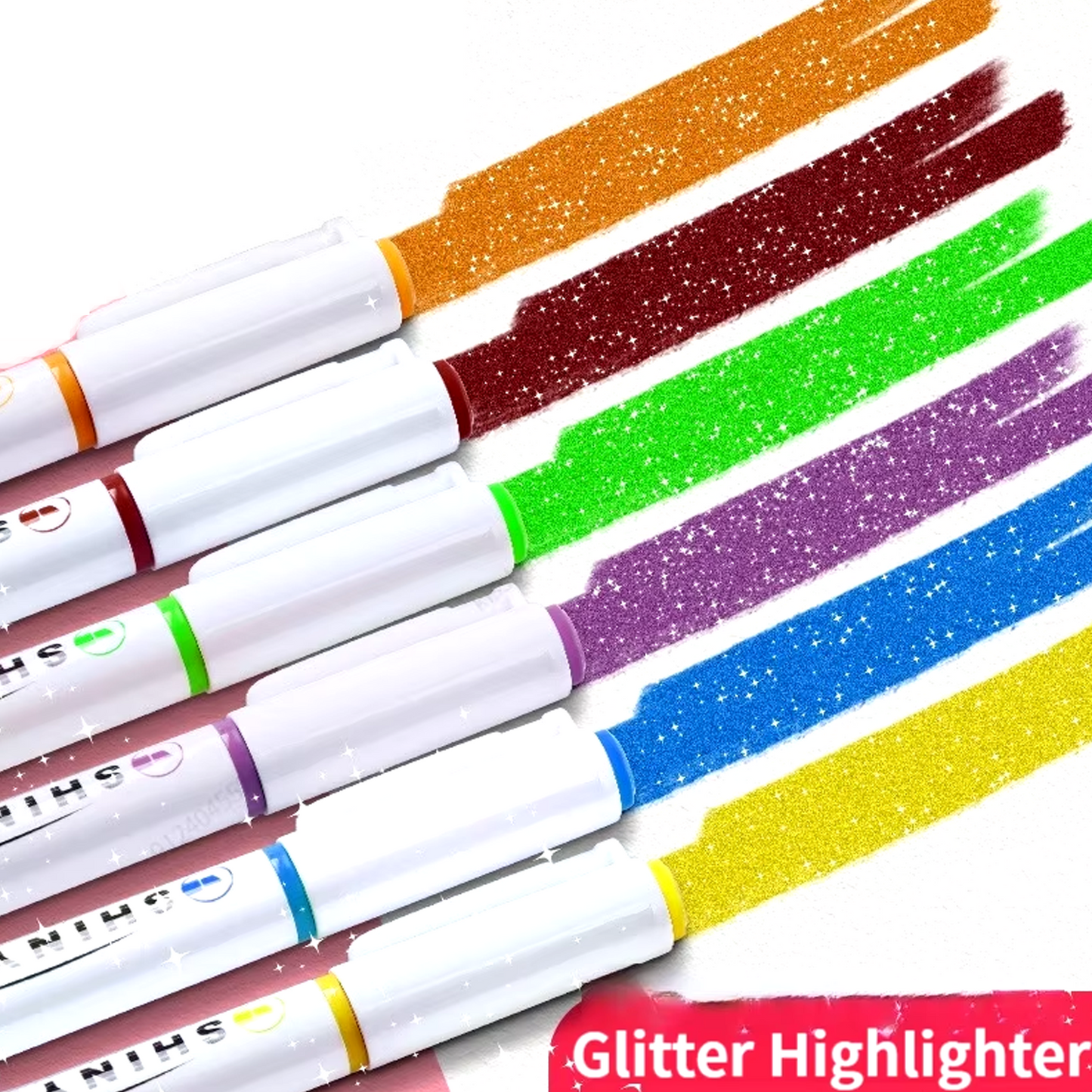 Glitter Highlighters Marker Pens for Note Taking Drawing Painting Writing Scrapbooking School Supplies