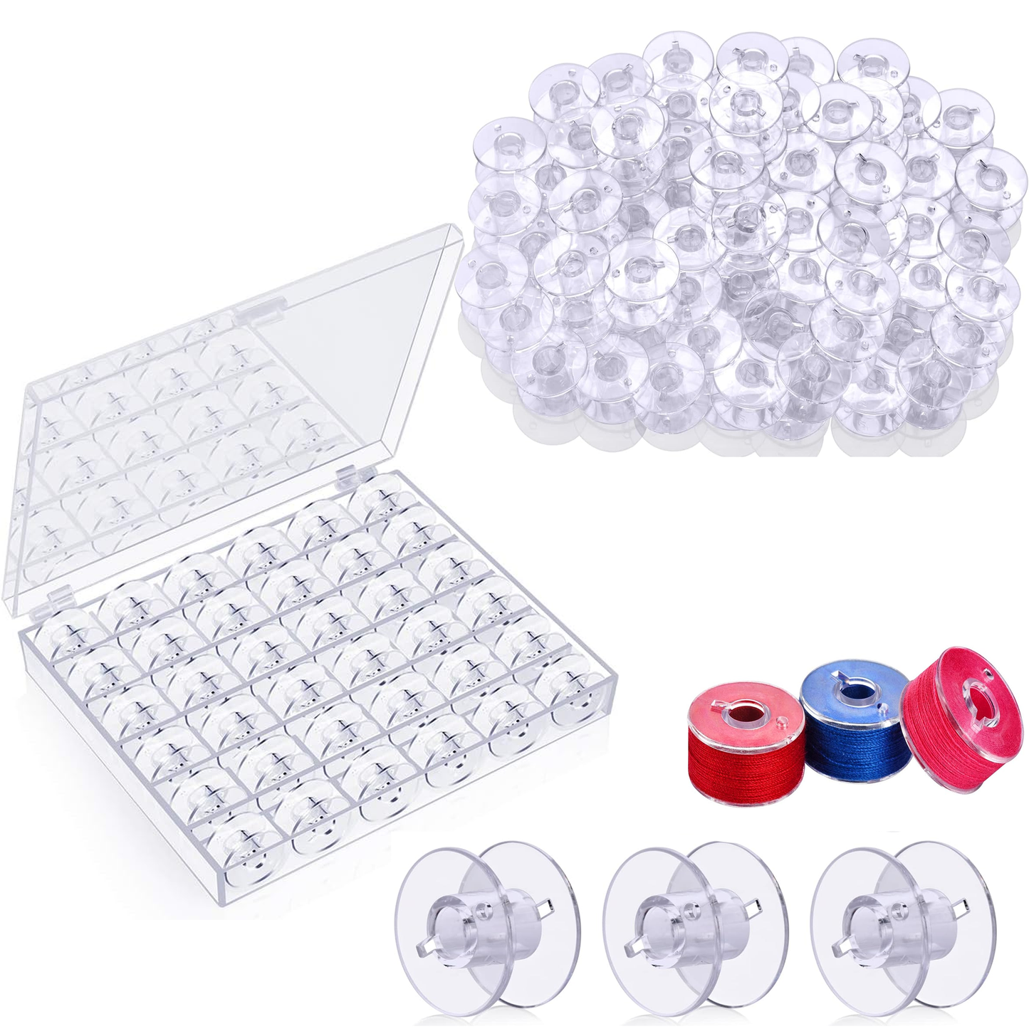 25Pcs Plastic Sewing Machine Bobbins with Case for Janome Brother Singer