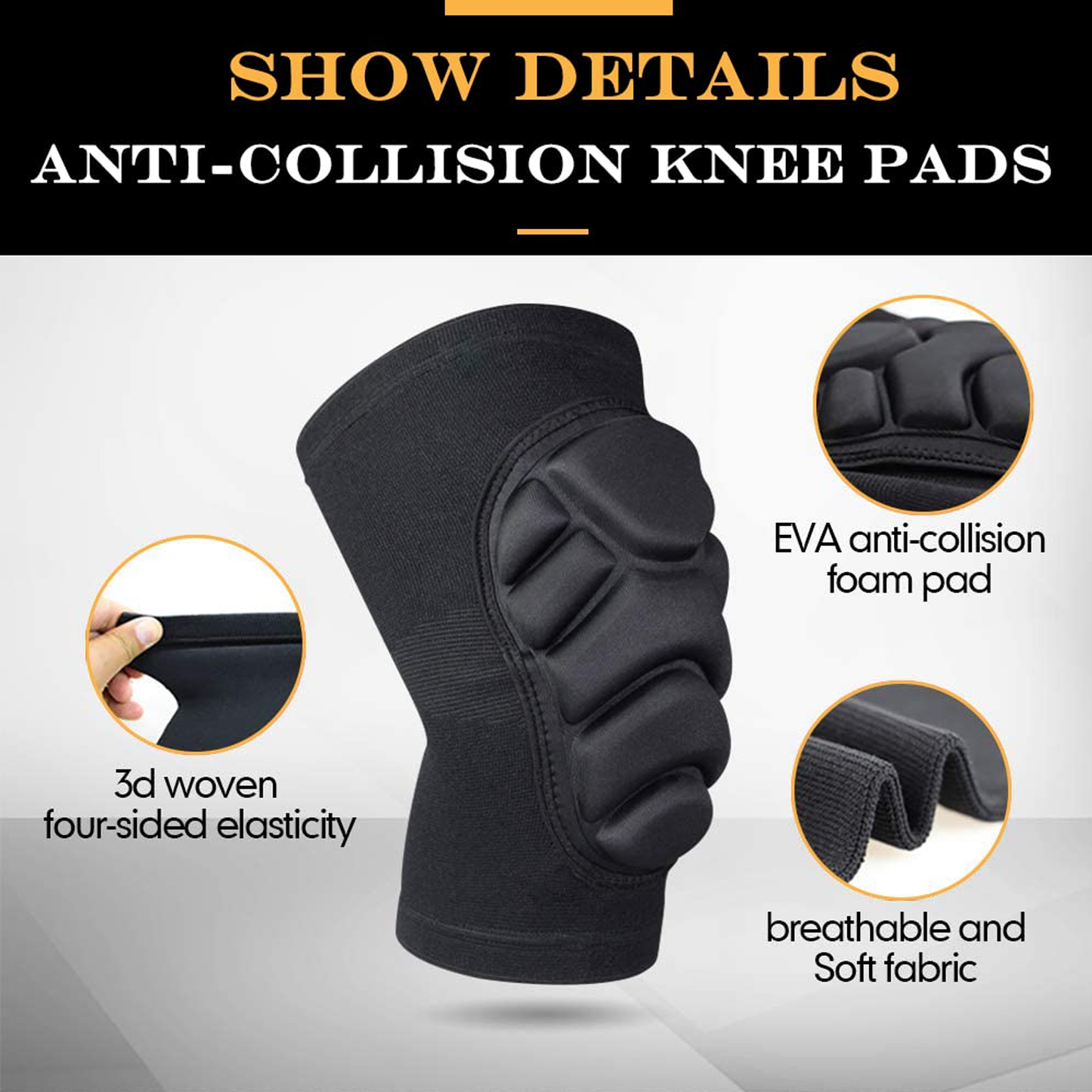 Knee Pads Thick Sponge Volleyball Knee Pads for Football Basketball, Running Dance