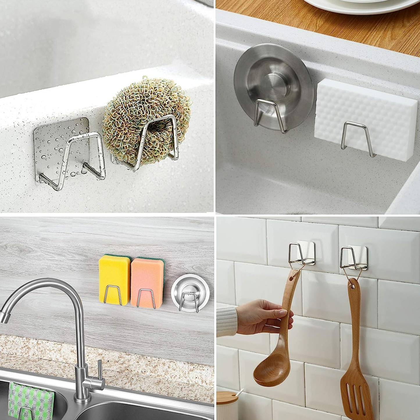 Kitchen Sink Holder Rack Sponge Caddy Organiser Self-Adhesive Holds for Kitchen Accessories