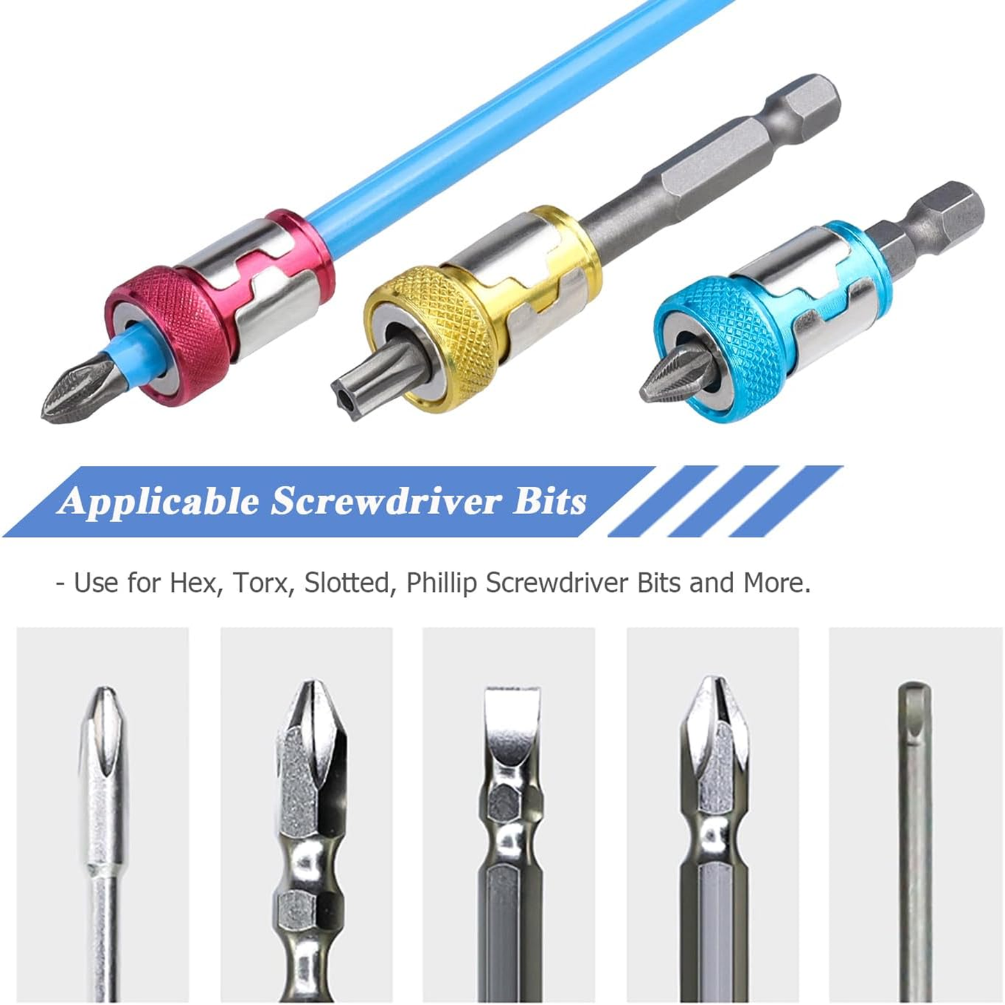 Magnetic Ring Screw Catcher Holder Metal Bit Screw Catcher Ring Hex Shank Double End Screwdriver Bits