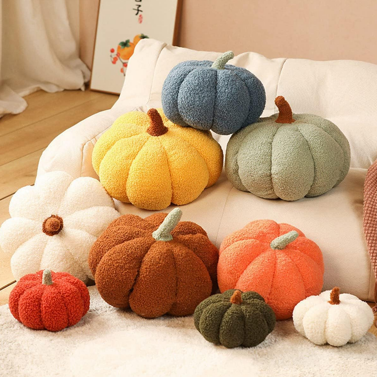 Halloween Plush Pumpkin Shaped Pillow for Cozy Fall Vibes and Season Celebrations