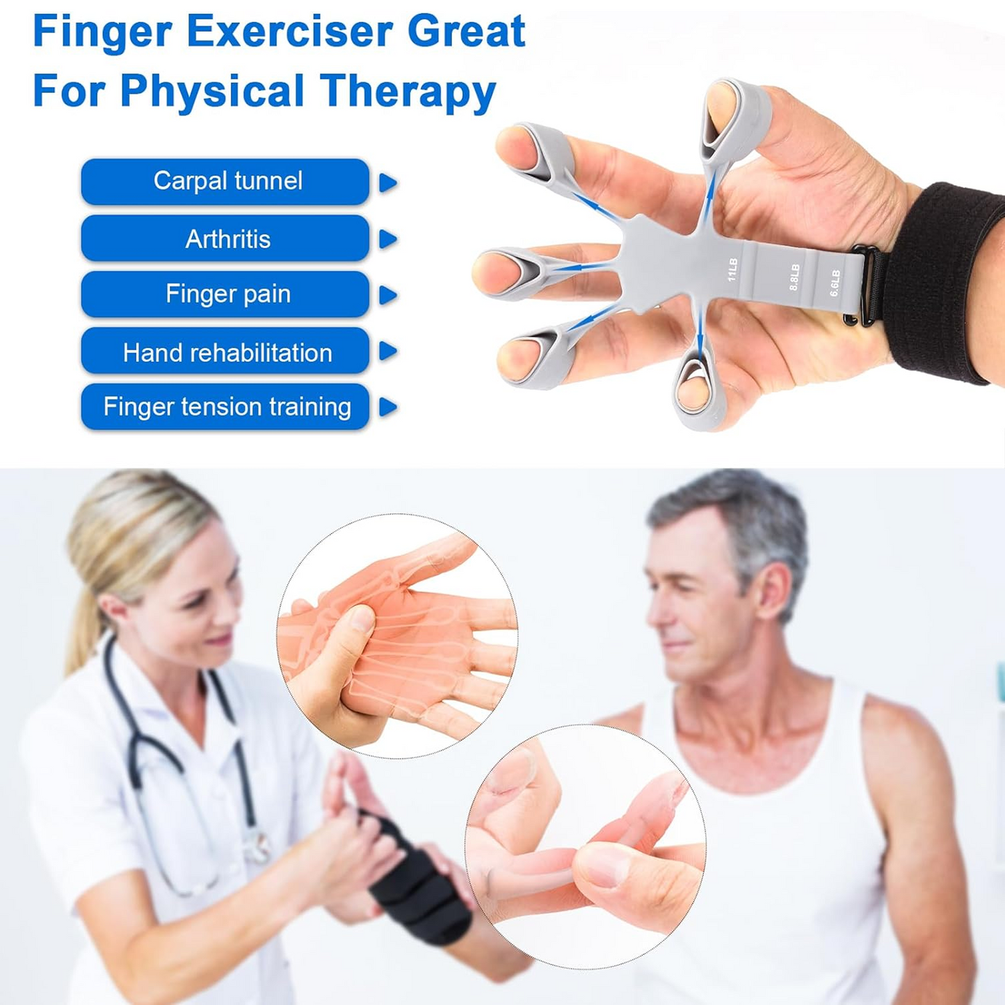 Hand Grip Strength Trainer Finger Strengthener for Muscle Building, Arthritis, Carpal Tunnel