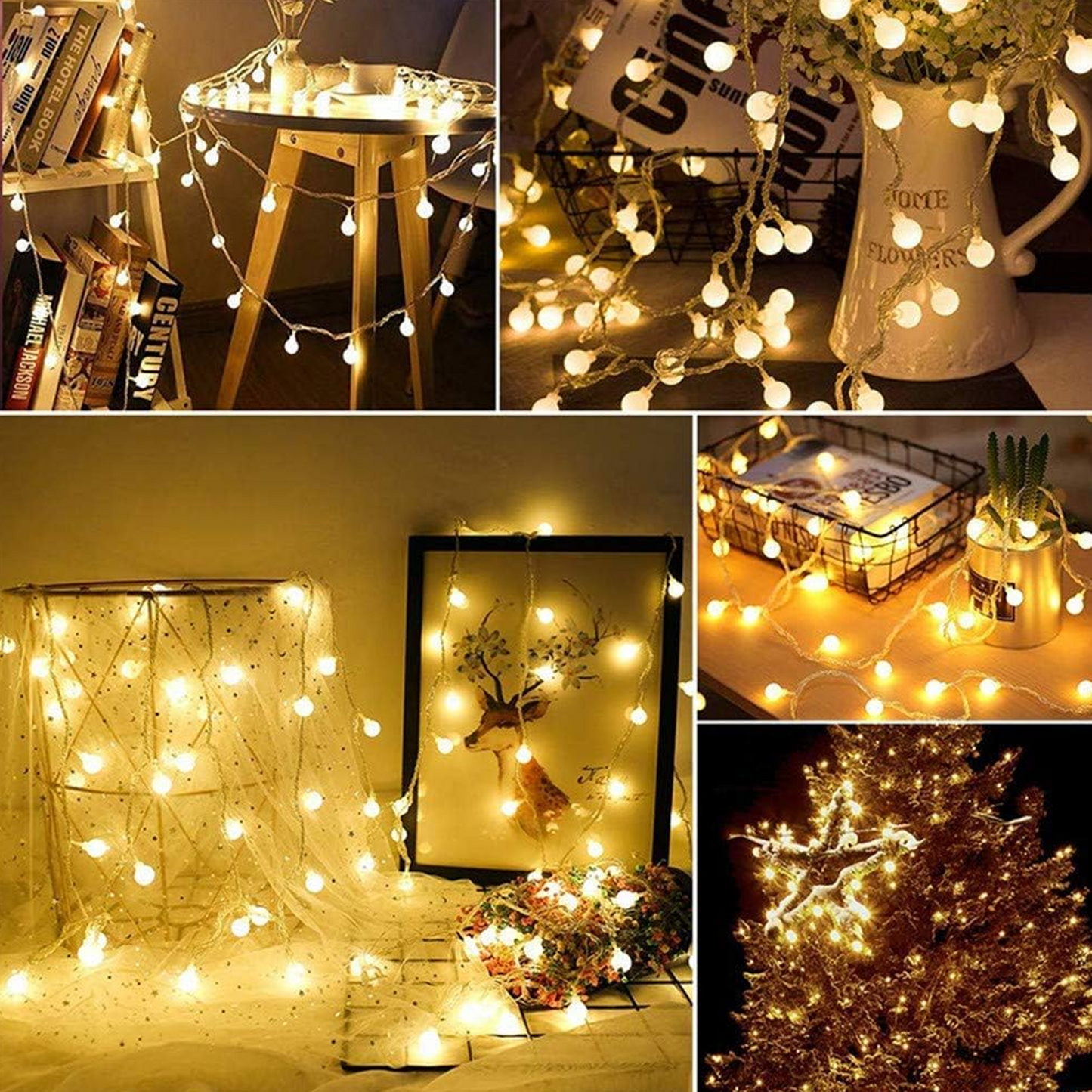 Globe String Lights USB/Battery Operated Waterproof Xmas Twinkle Lights for Party Wedding Wall Dorm Patio