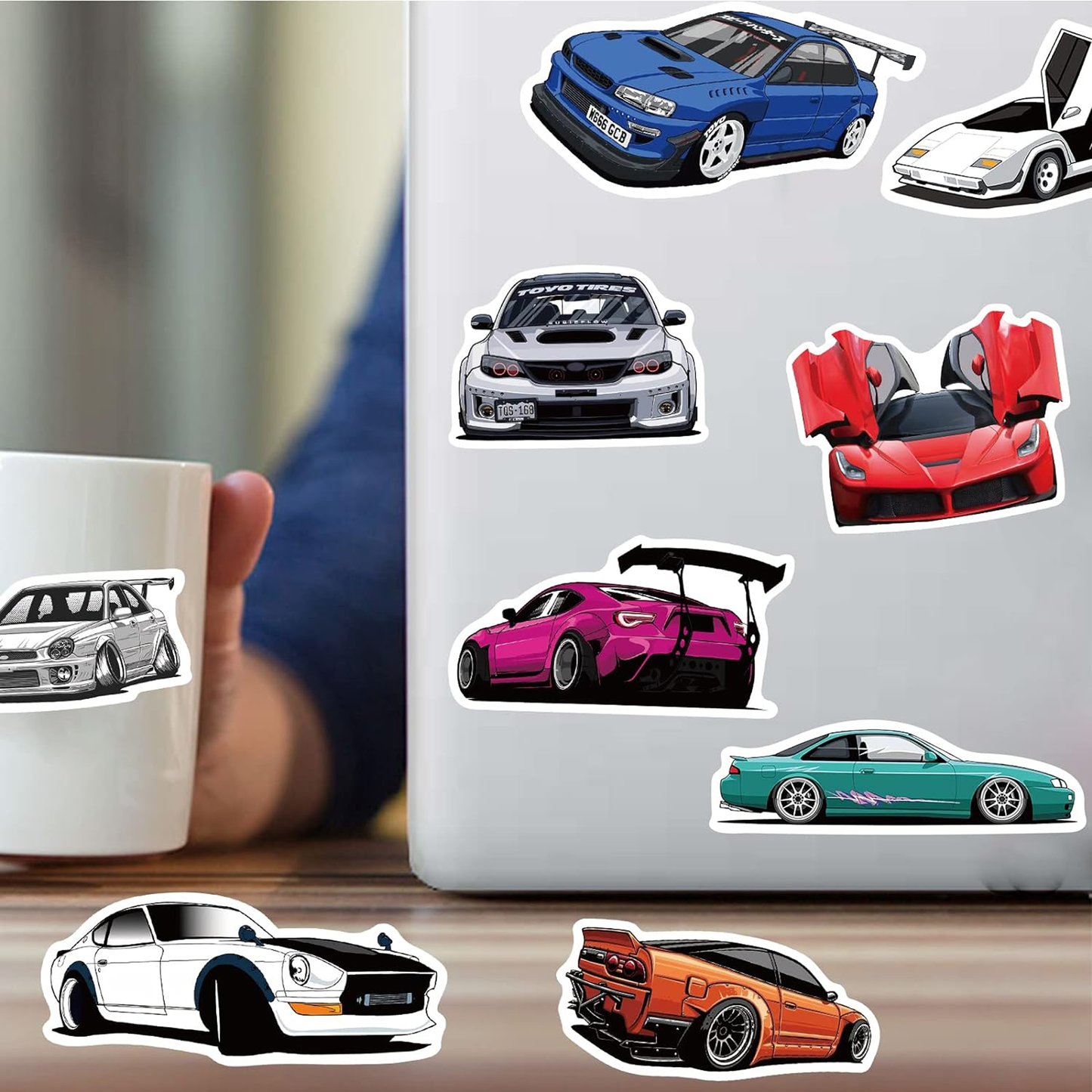 10/30/50/100PCS JDM Sport Car Racing Stickers Water Bottles Laptop Phone Motorcycle for Teens Girls Adults