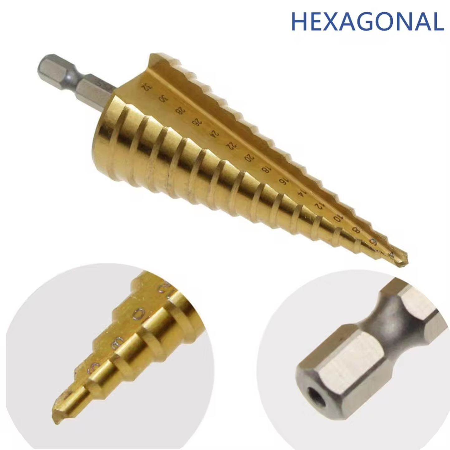 Hex Shank HSS Spiral Step Drill Bit Set Titanium Coated Cone Hole Cutter for Drilling Plate Aluminum Metal Wood Hole