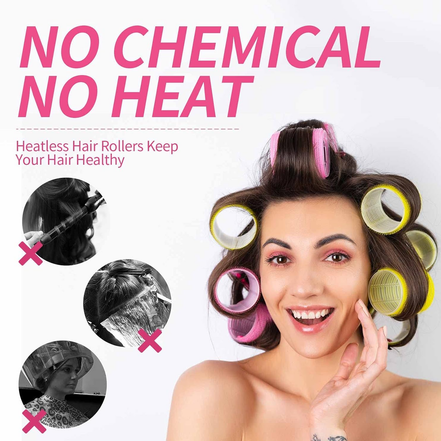 Self Grip Hair Rollers Heatless Curlers Set for Long Medium Short Thick Fine Thin Hair Volume