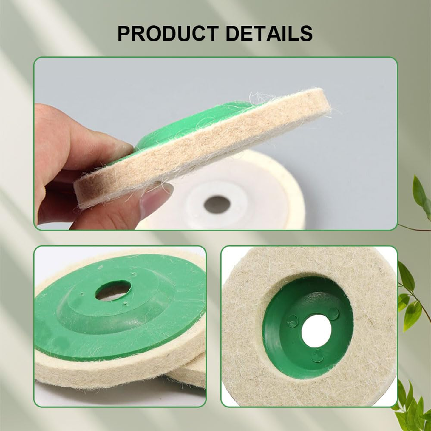 Round Wool Polishing Disc Wheel Pad for Buffing Polishing Buffer Bore Dia-White & Green