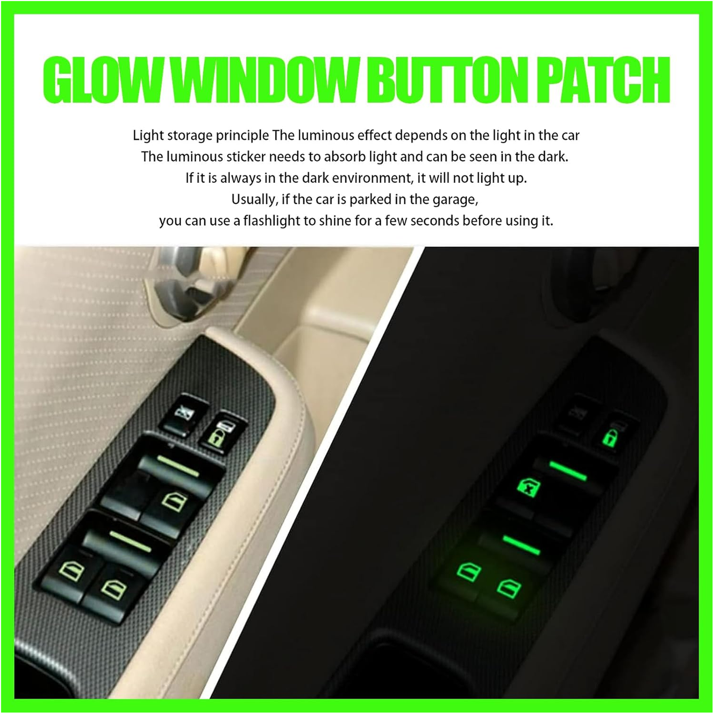 Car Control Switch Luminous Sticker Safety Glowing Decals Car Window Sticker Compitable with Most Cars