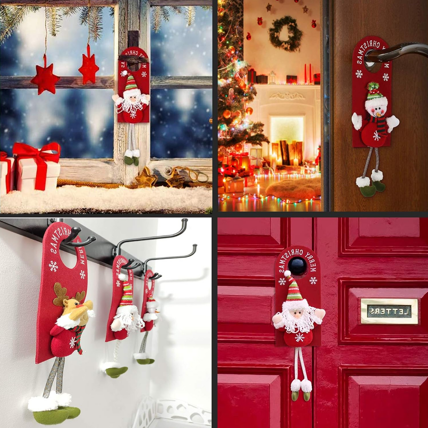 Christmas Door Hangers Santas Door Handles Hanging Ornaments for Home Hotel Kitchen Bedroom Door Hanger