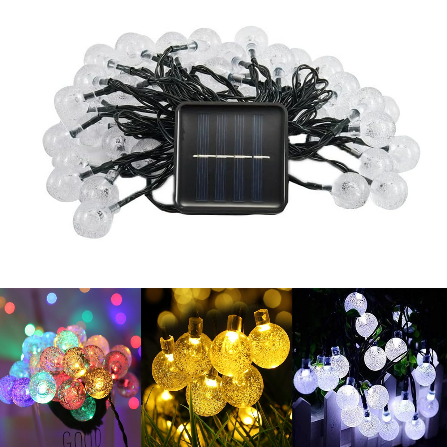 Solar Bubble Balls Lamp String Lights Outdoor Water Drops Outdoor Waterproof Orb Christmas Lights Patio Holiday Party