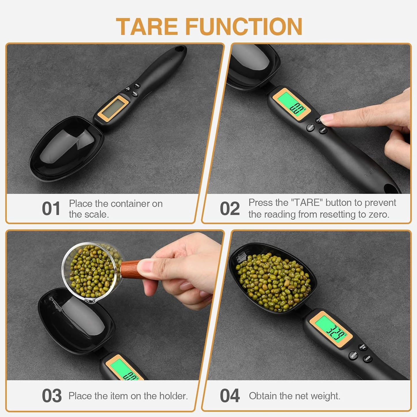 Electronic Digital Measuring Spoon Scale Food Coffee Weigh Scale for Home Kitchen LCD Display