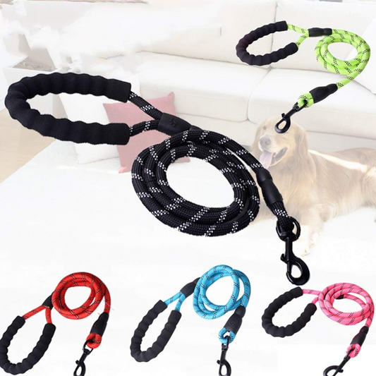 Dog Leash with Comfortable Padded Handle and Reflective Threads for Small Medium and Large Dogs