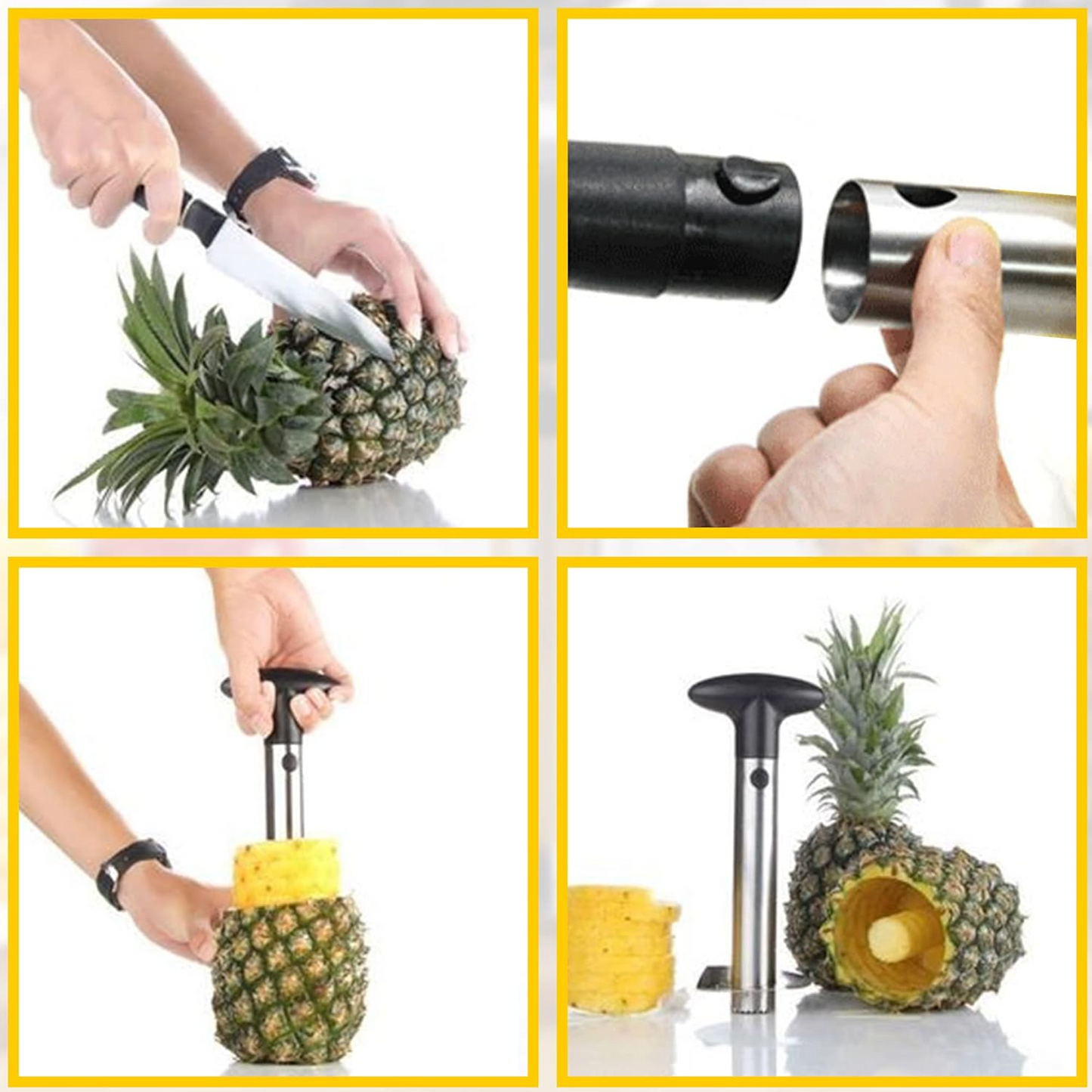 Pineapple Corer Slicer Stainless Steel Fruit Pineapple Peeler Cutter Eye Peeler for Home and Kitchen