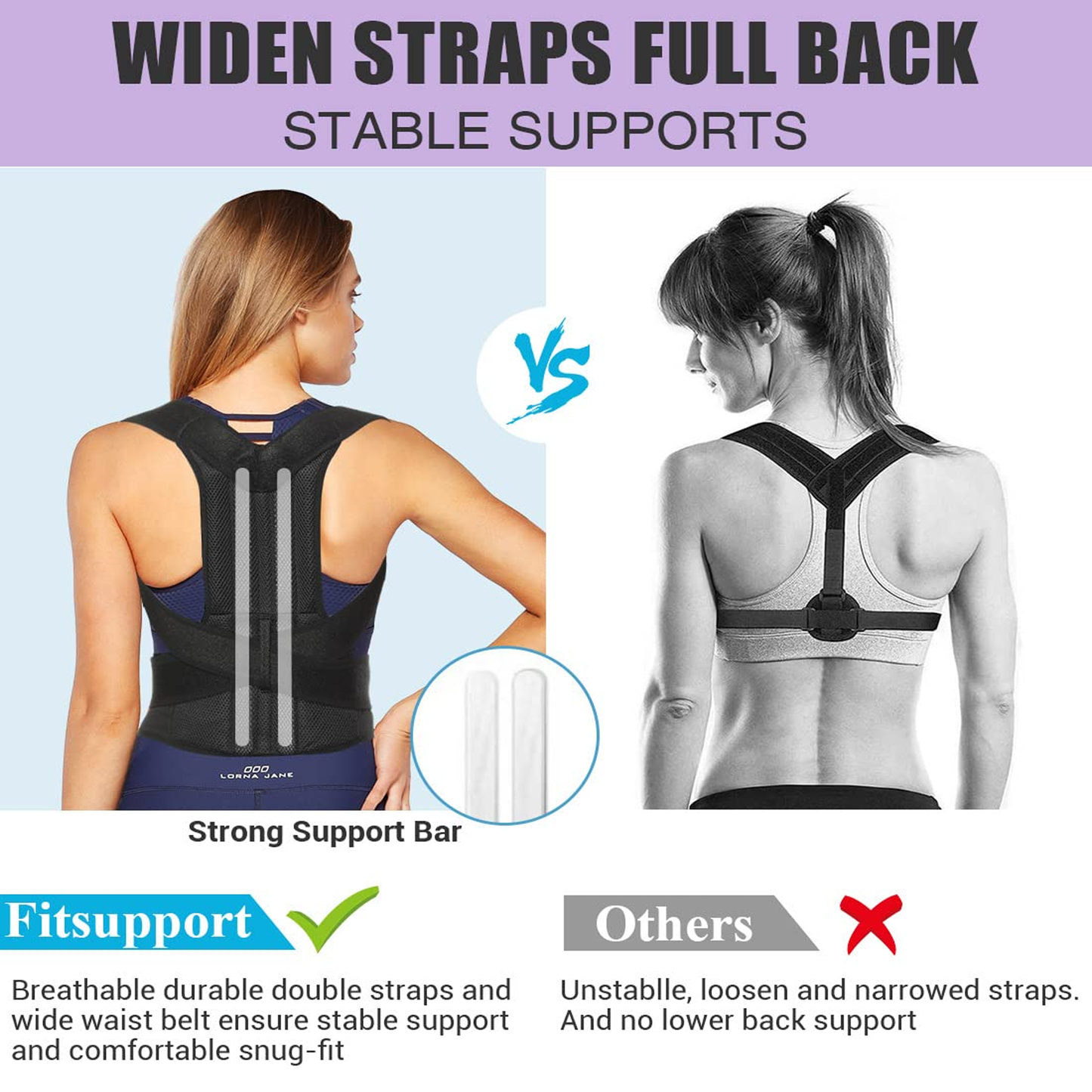 Adjustable Back Brace Posture Corrector for Women and Men Lumbar Support Pain Relief