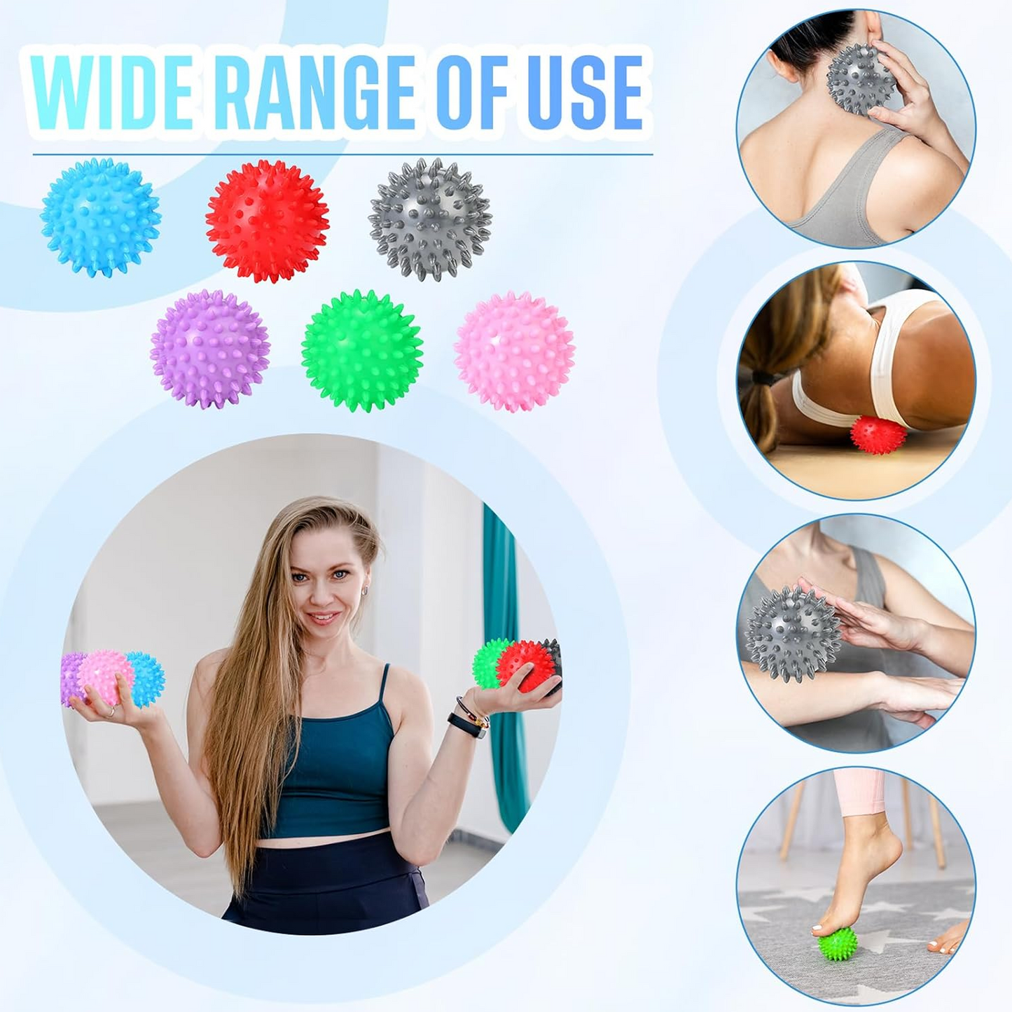 Spiky Massage Balls, Plantar Fasciitis Relief Ball  for Muscle Recovery Myofascial Release Pain Relief