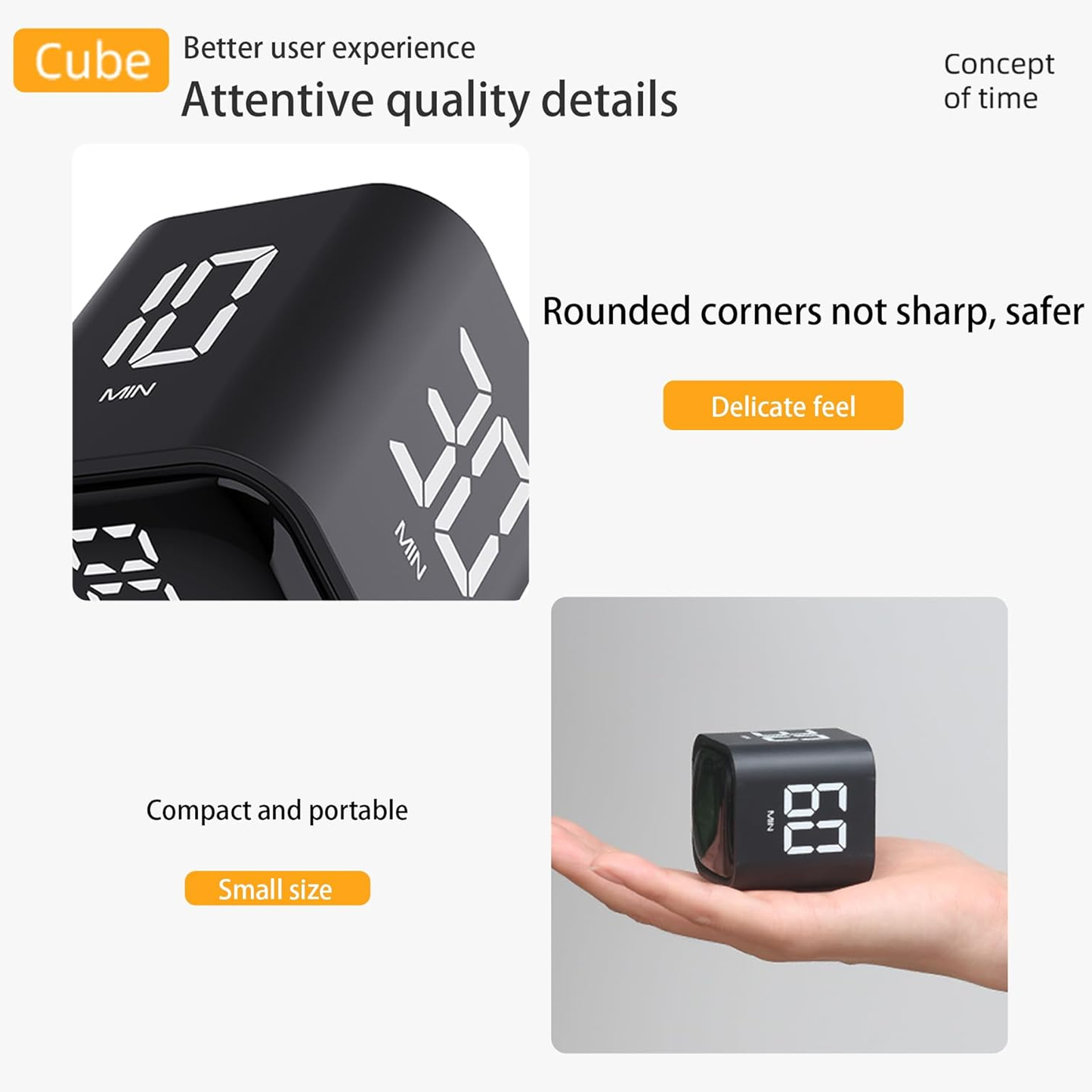 Rotation Gravity Cube Timer Countdown & Stopwatch Modes, Silent Operation, Perfect for Cooking, Skincare