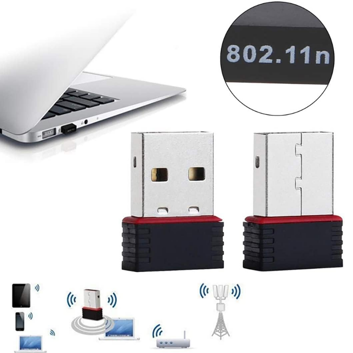 150mbps 2.4G USB WiFi Adapter Wireless Network Card WiFi Dongle for Laptop/Desktop/PC, Support Windows 10/8/8.1/7