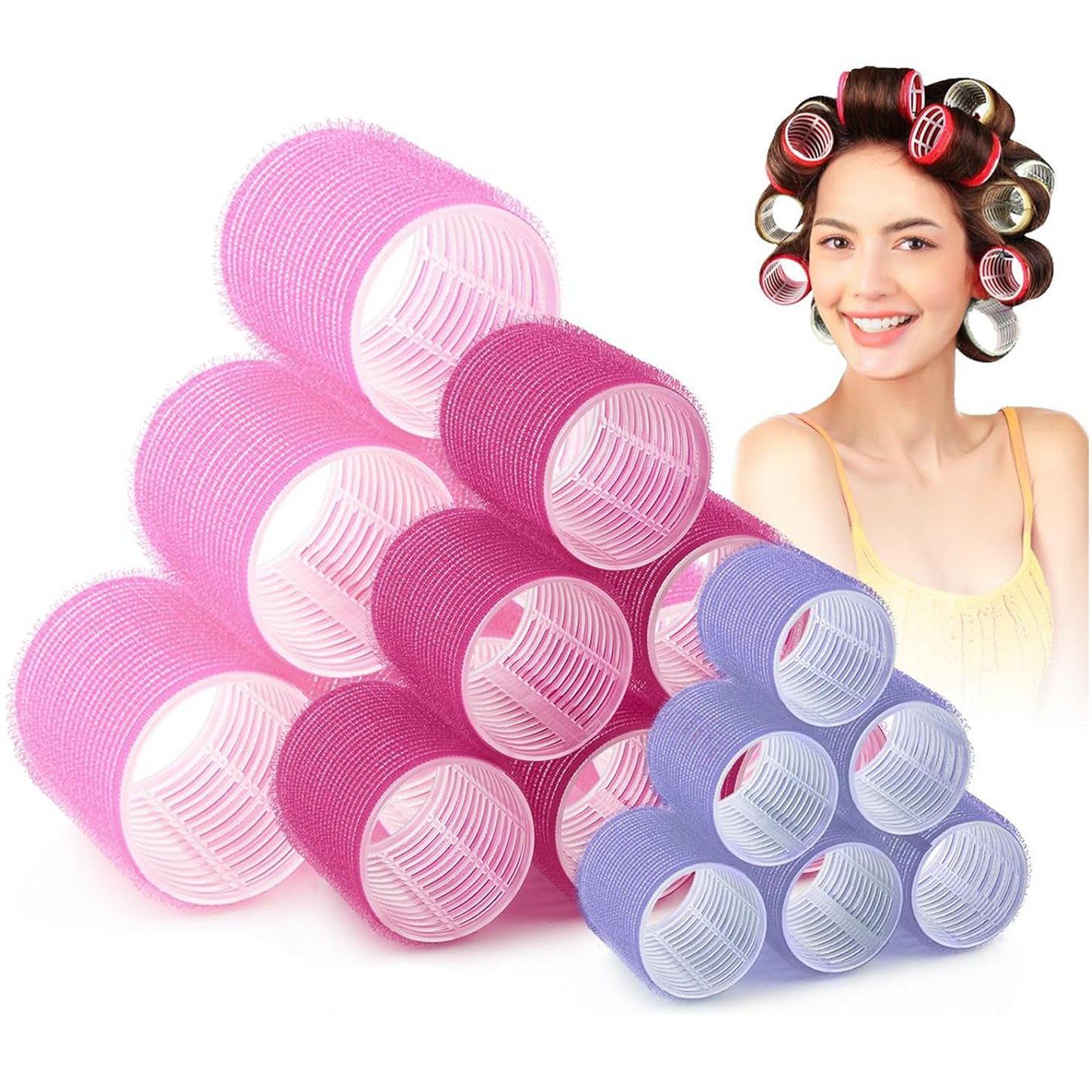 Self Grip Hair Rollers Heatless Curlers Set for Long Medium Short Thick Fine Thin Hair Volume