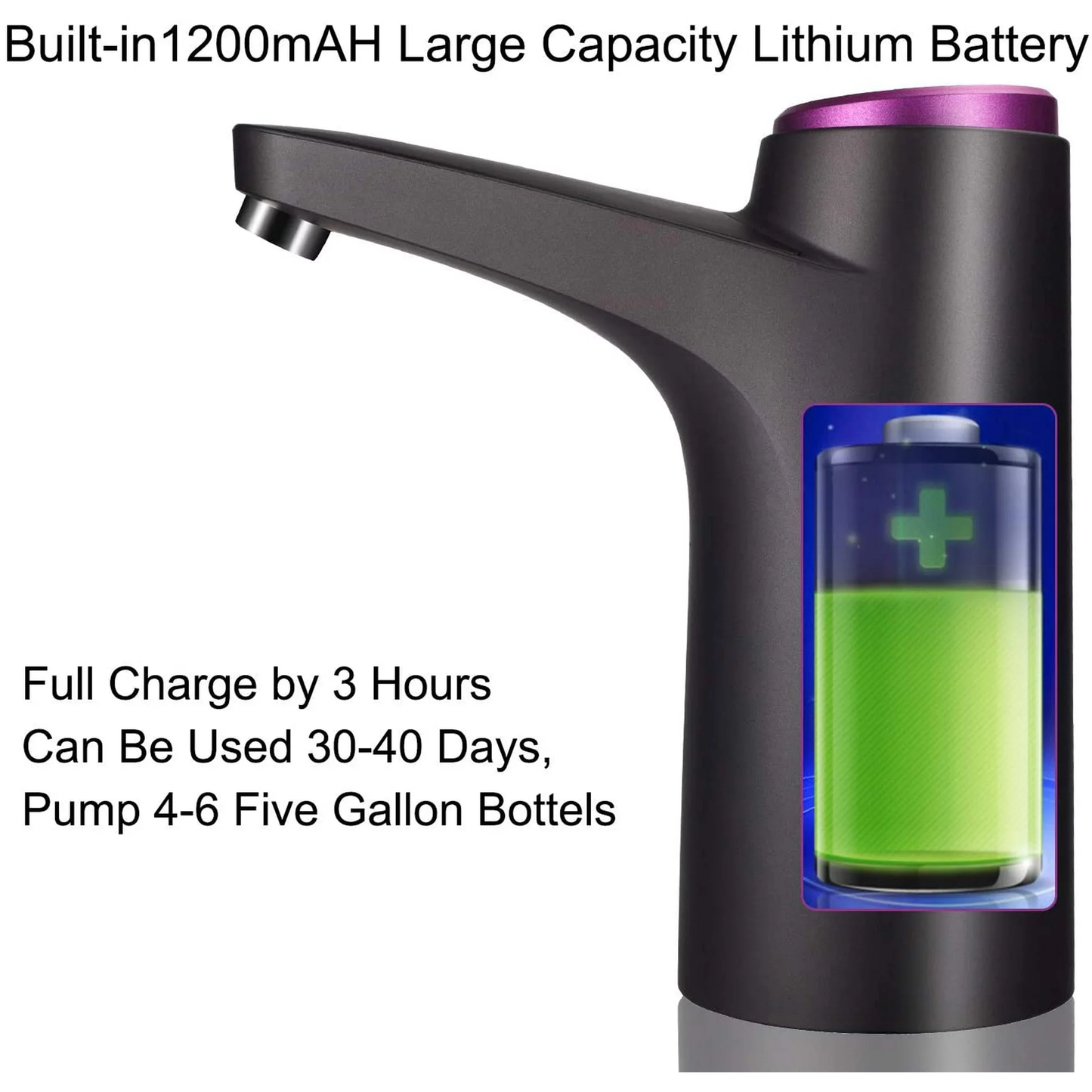 Water Bottle Pump 5 Gallon Water Dispenser USB Charging Electric Water Dispenser for 2-5 Gallon Bottle