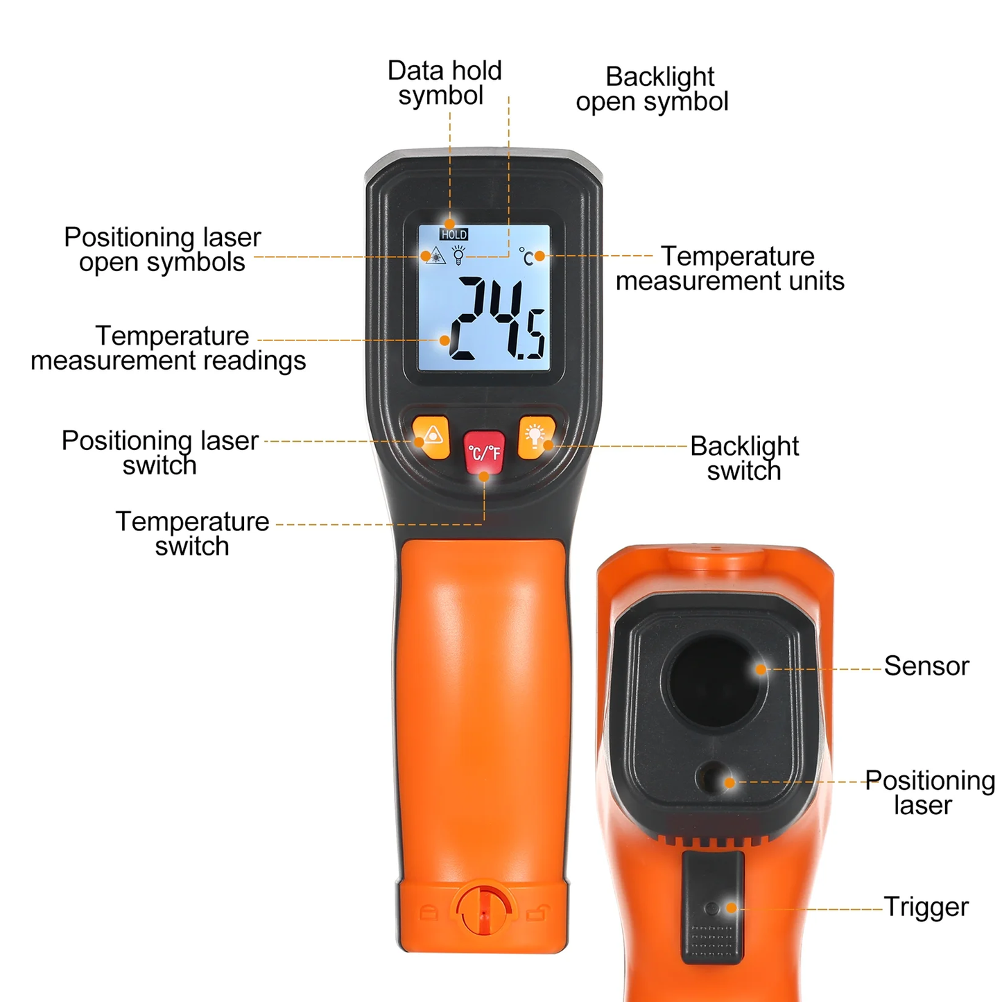 Infrared Thermometer Temperature Gun -50°C~400°C Thermometer Kitchen Not Infrared Thermometer Not Human Body