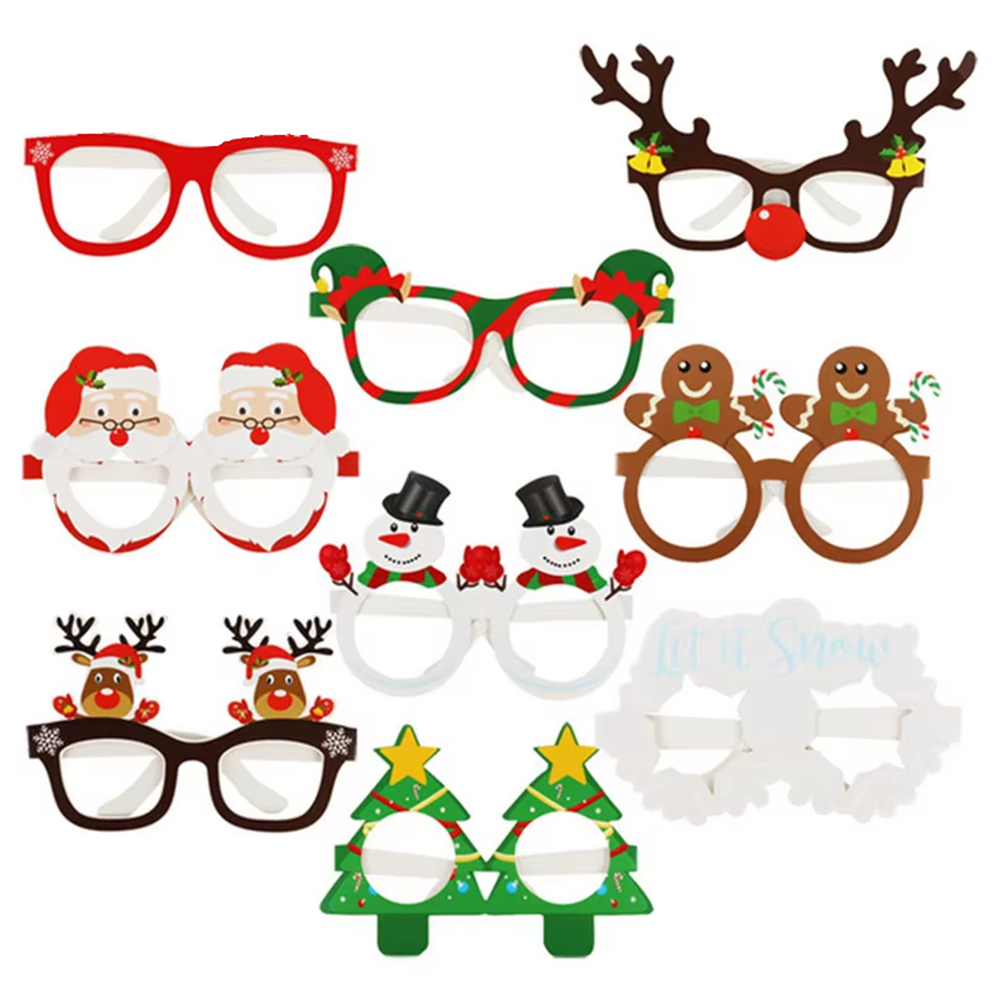 Christmas Party Eyeglasses Xmas Costume Eyeglasses Santa Snowman Eyewear for Adults Kids