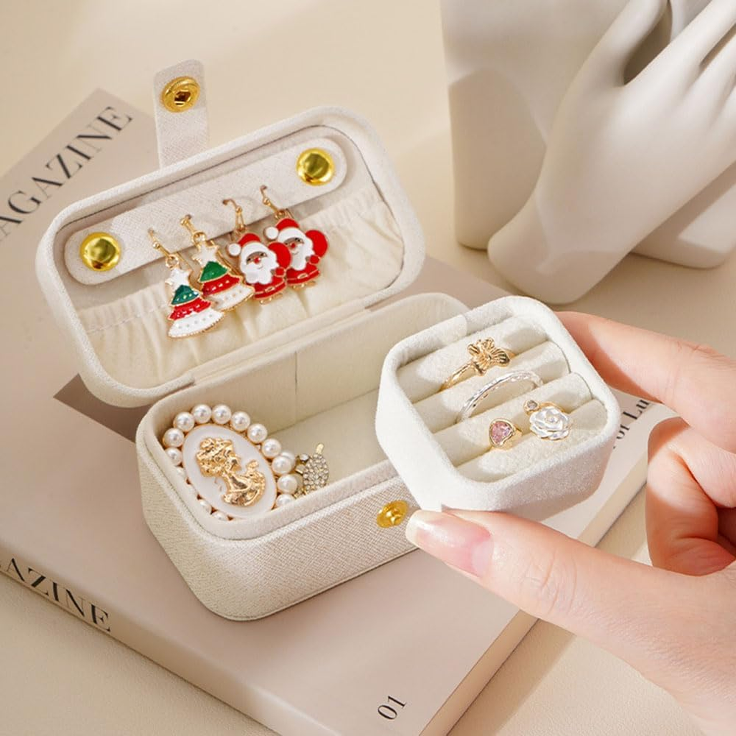 Portable Travel Jewelry Box Case Organizer Boxes for Rings Earrings Necklaces Bracelets