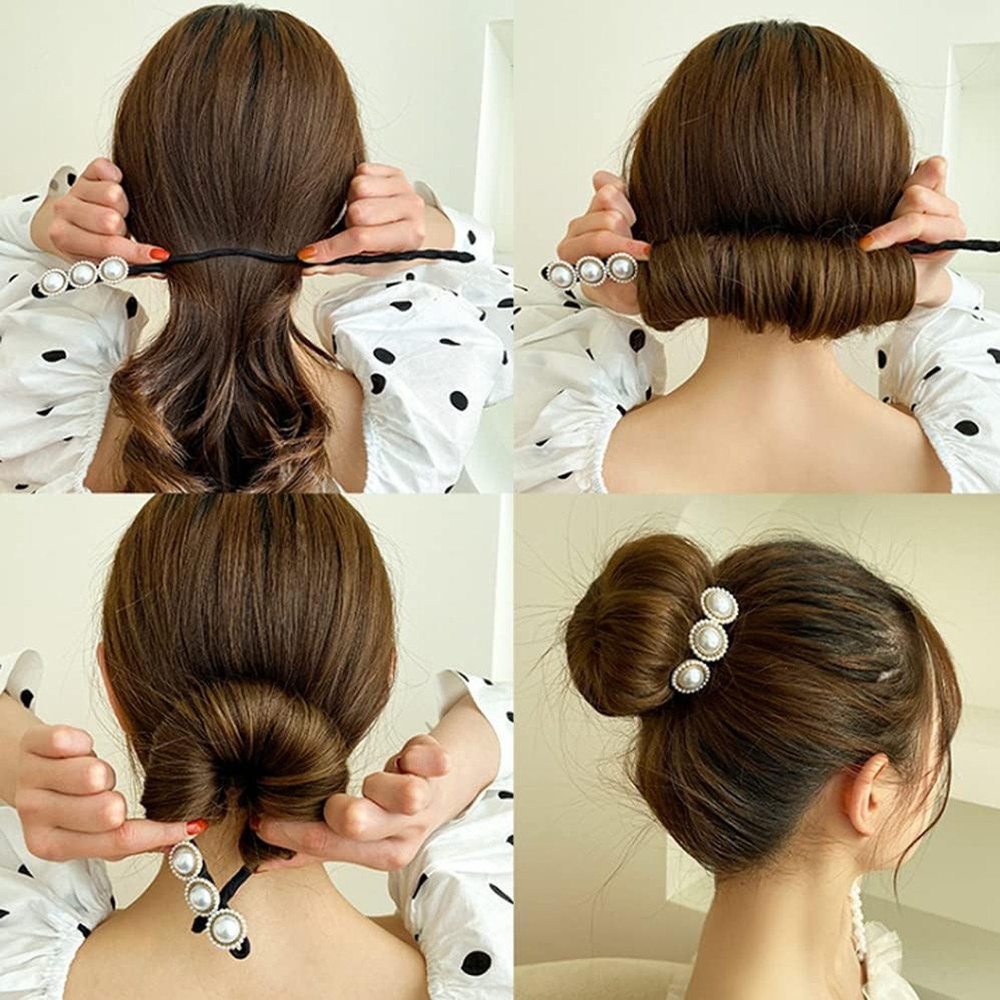 Flower Pearl Hair Bun Maker Deft Hair Twister Bun Shaper French Hairstyle for Girls Hair