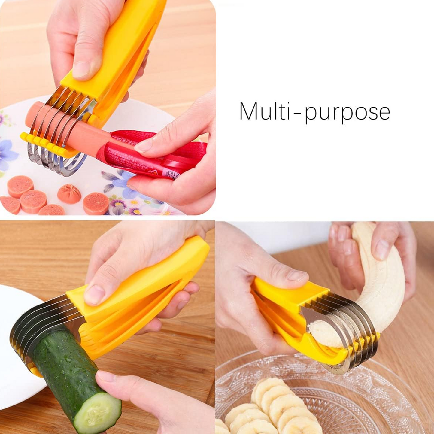 Banana Slicer Fruit and Vegetable Salad Peeler Cutter Kitchen Tools For Banana,Strawberry,Grapes