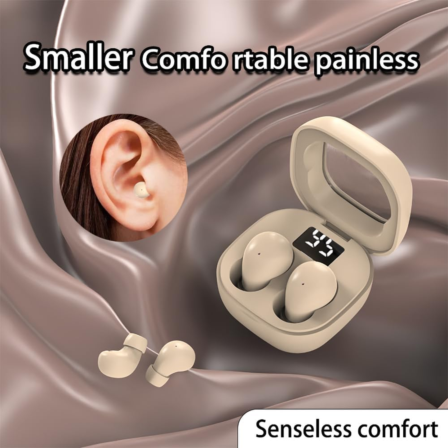 SK19 TWS Wireless Bluetooth Headphones In-Ear Invisible Sleep Earbuds With Mic Noise Cancelling Earphones HIFI Music Headset