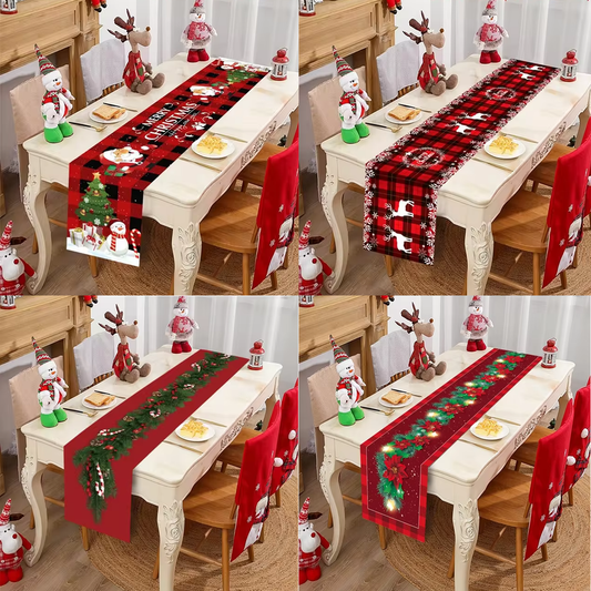 Merry Christmas Table Runner Winter Xmas Holiday Kitchen Dining Table Decoration for Home Party Decor