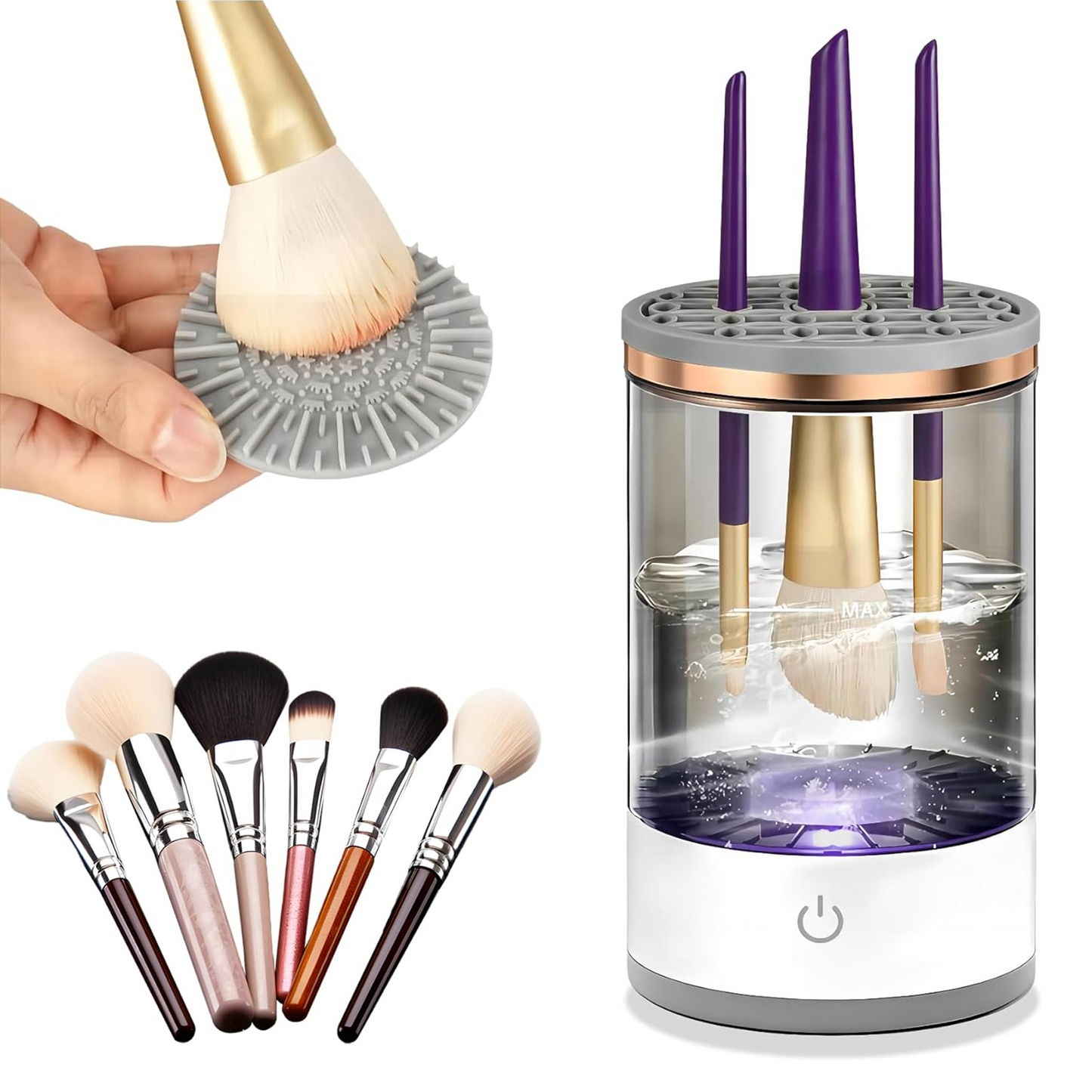 Electric Makeup Brush Cleaner Machine Cleaning Easy and Convenient Fits All Size Makeup and Paint Brushes