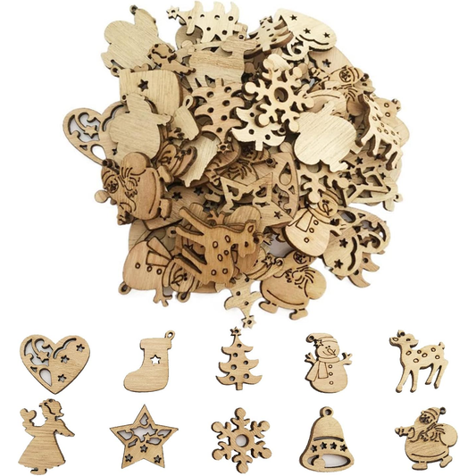 Christmas Wood Ornaments Santa Claus Snowflake Christmas Tree Hanging Ornaments Pendant Navidad Decoration