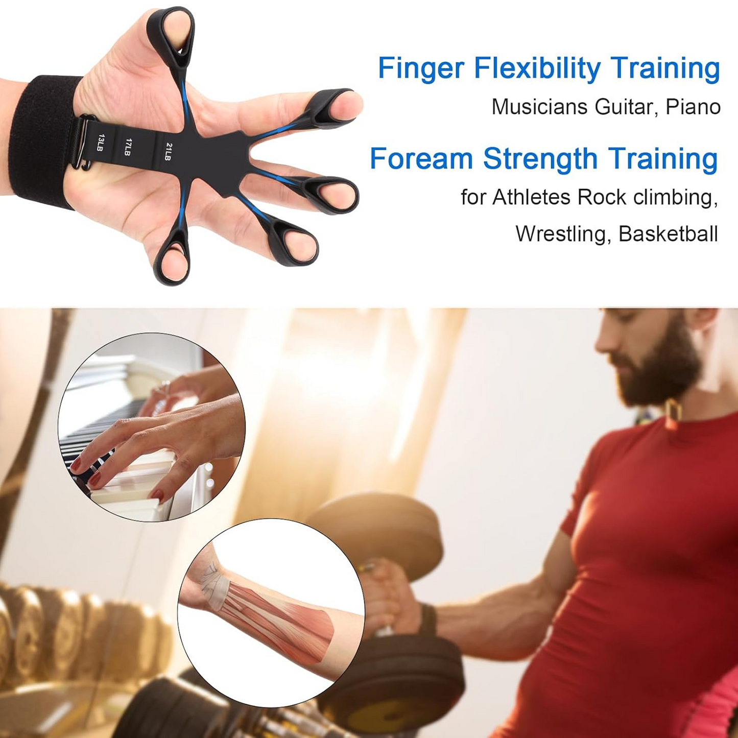 Hand Grip Strength Trainer Finger Strengthener for Muscle Building, Arthritis, Carpal Tunnel