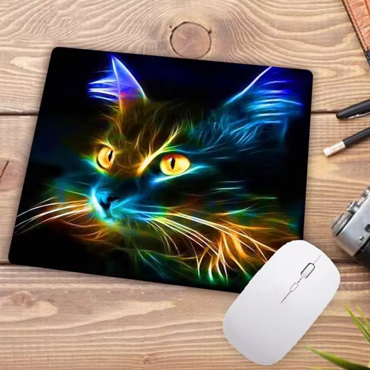 Gaming Mouse Pad Rubber Base Cute Cat Lover Gift Desk Accessories Decor for Mousepad