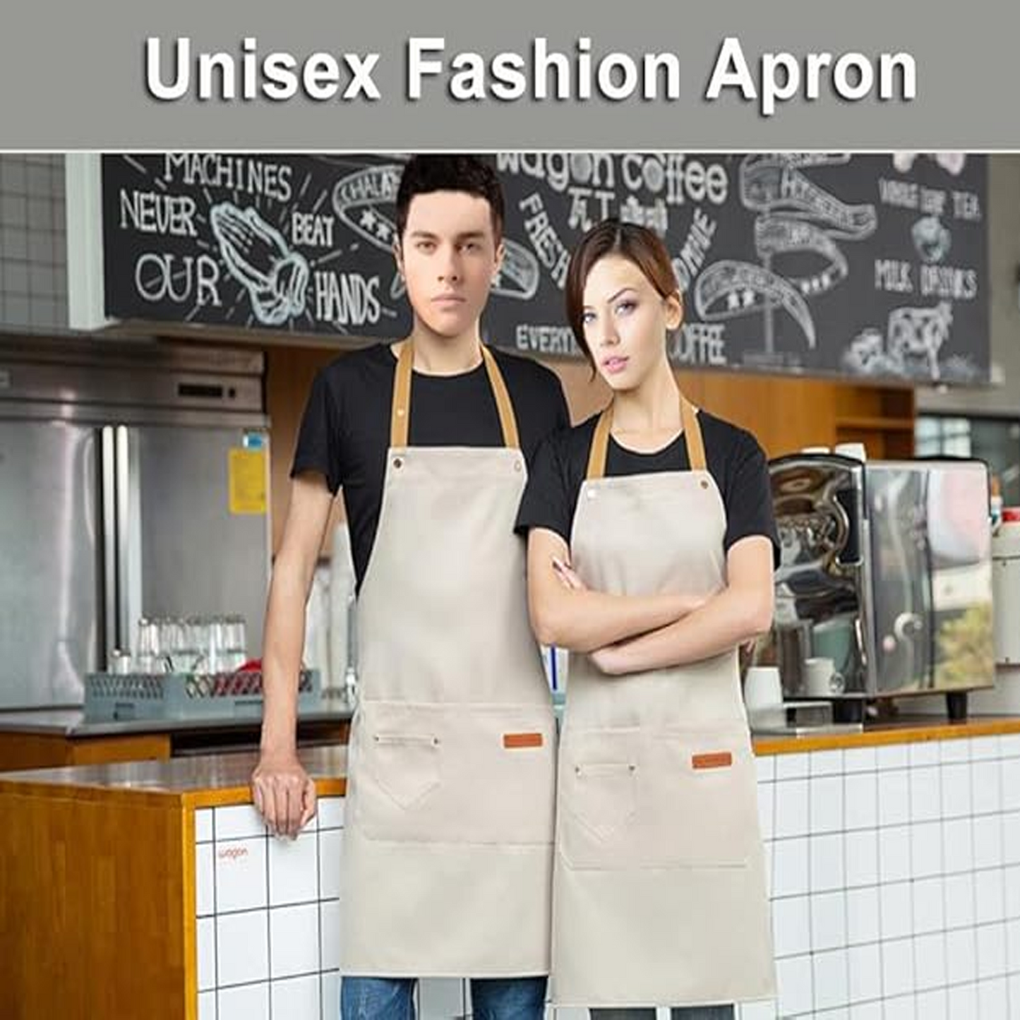 Kitchen Chef Aprons with Pockets Waterproof Bib Apron for Men Women