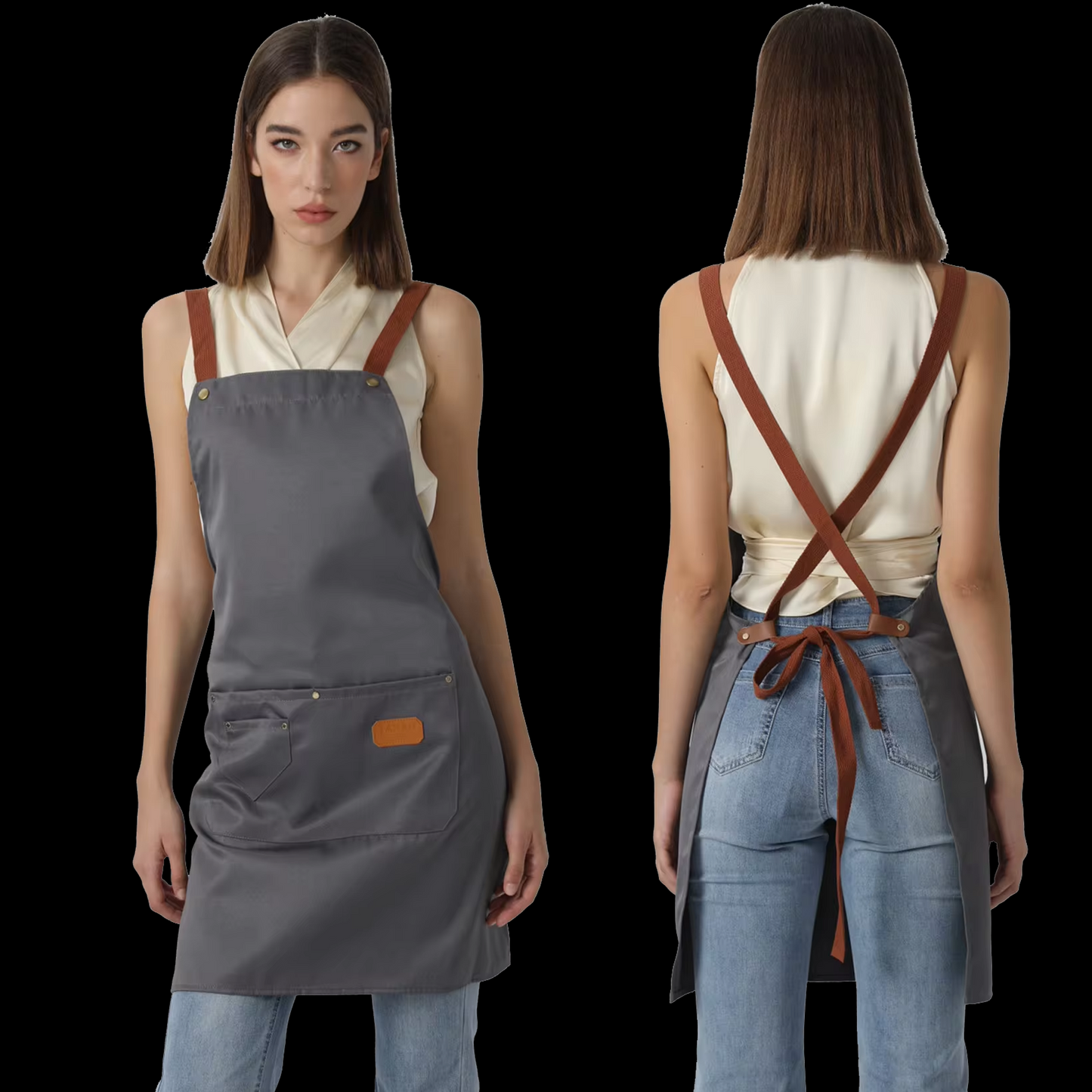 Kitchen Chef Aprons with Pockets Waterproof Bib Apron for Men Women