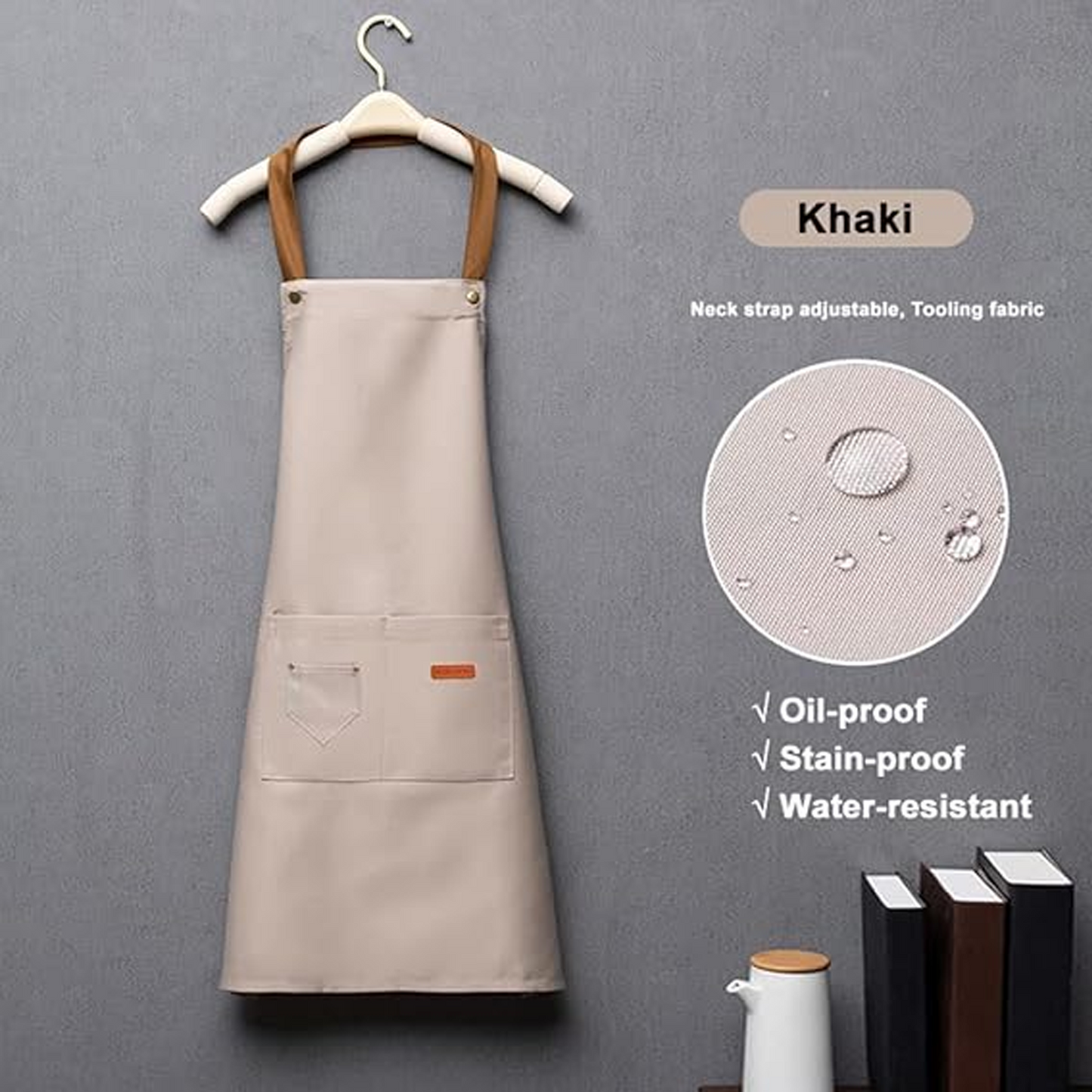 Kitchen Chef Aprons with Pockets Waterproof Bib Apron for Men Women