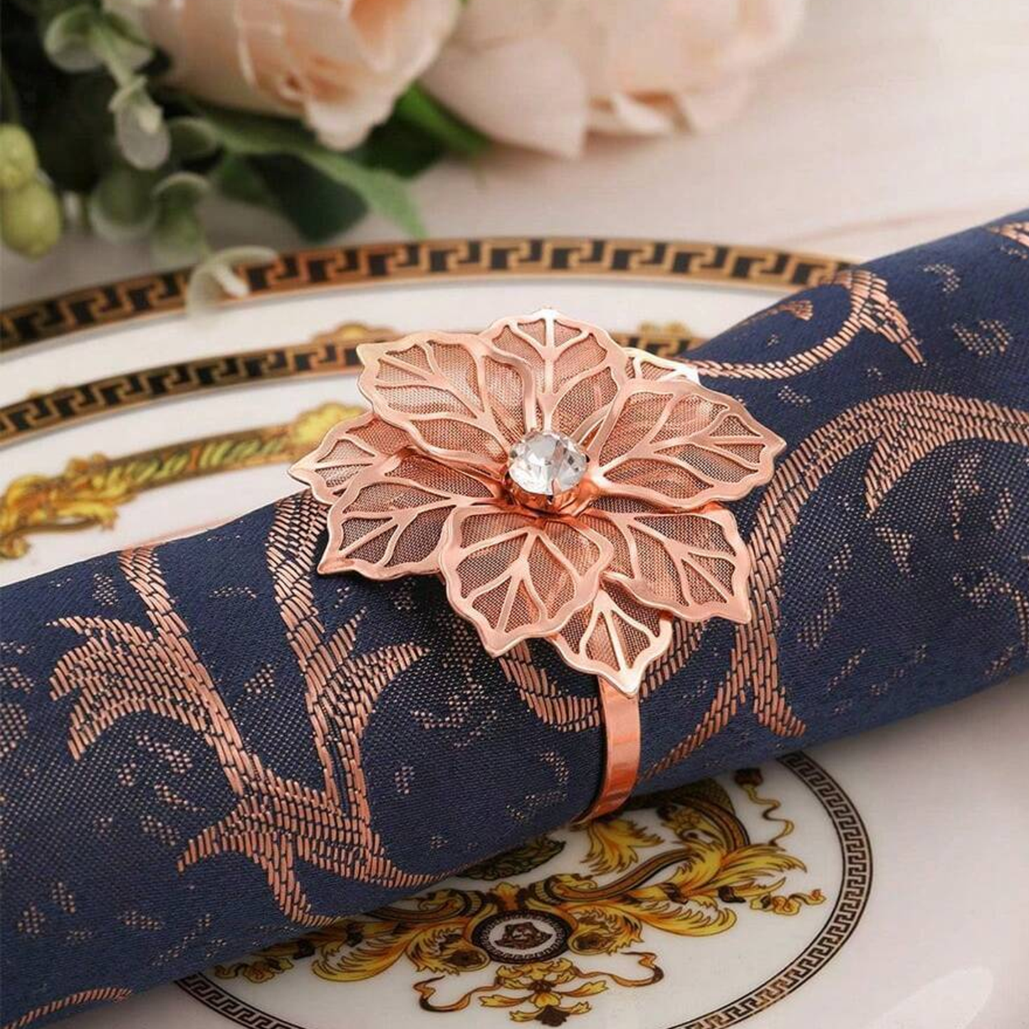 Leaf Napkin Rings Vintage Napkin Holder for Wedding Christmas Holidays Dinner Decor