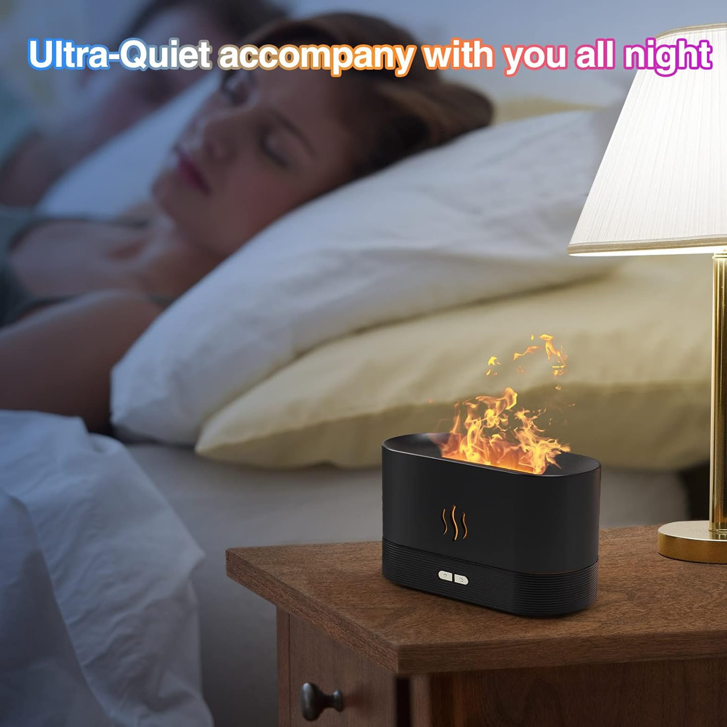 Colorful Flame Air Aroma Diffuser Humidifier 7 Flame Colors Oil Diffuser for Home, Office, Yoga