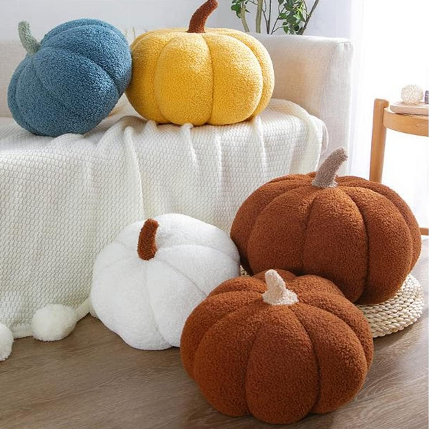 Halloween Plush Pumpkin Shaped Pillow for Cozy Fall Vibes and Season Celebrations