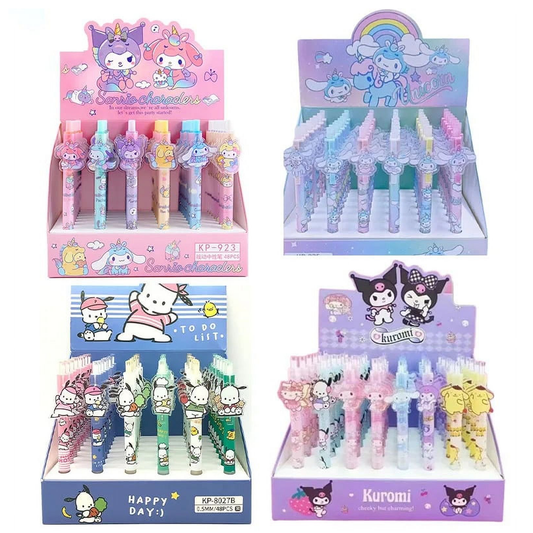 48pcs Cute Cartoon Cinnamoroll Pochacco Gel Pen Set Kitty Cinnamoroll Acrylic Patch Melody Cartoon Cute Supplies Stationery