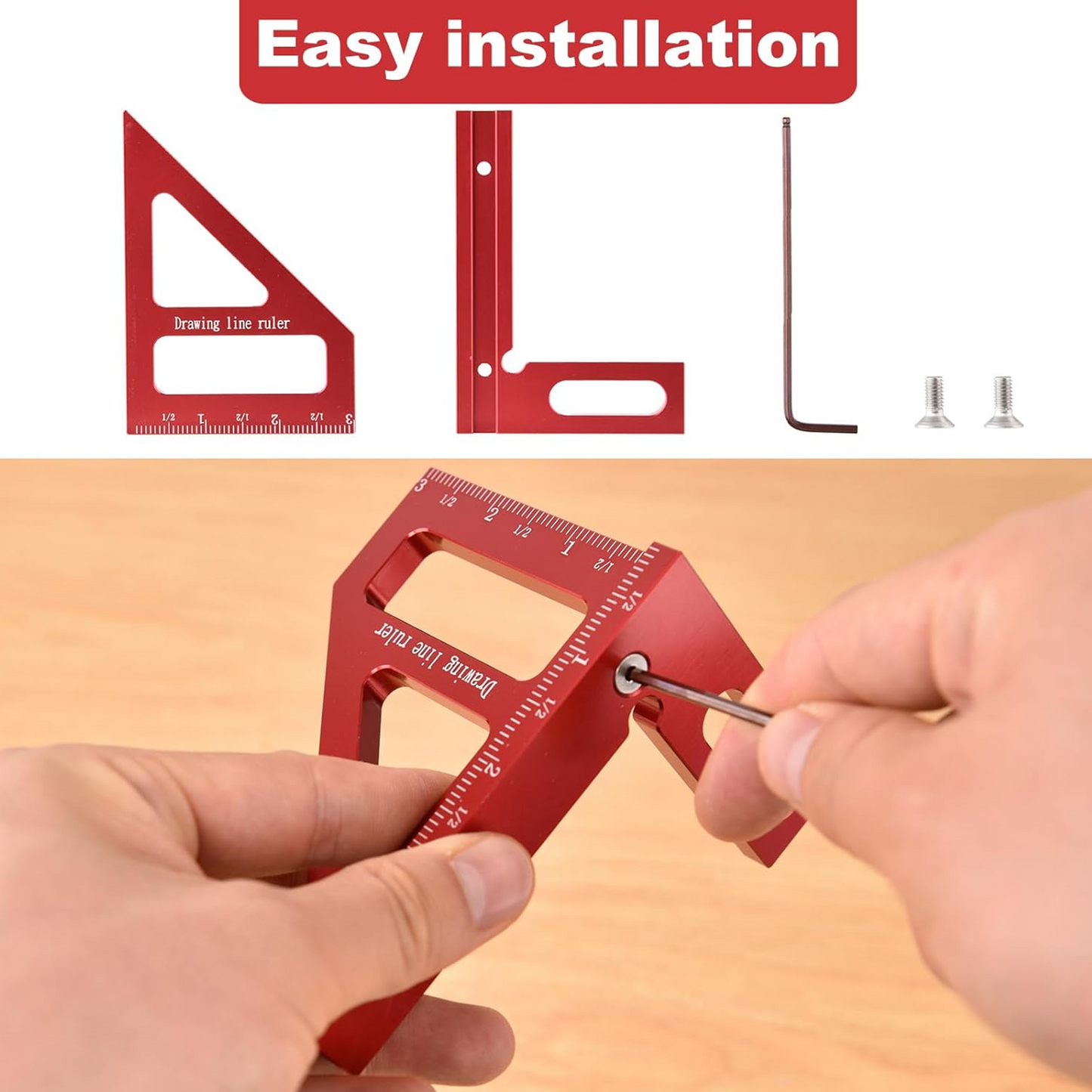 3D Multi-Angle Measuring Ruler Woodworking Square Protractor for Engineer Carpenter