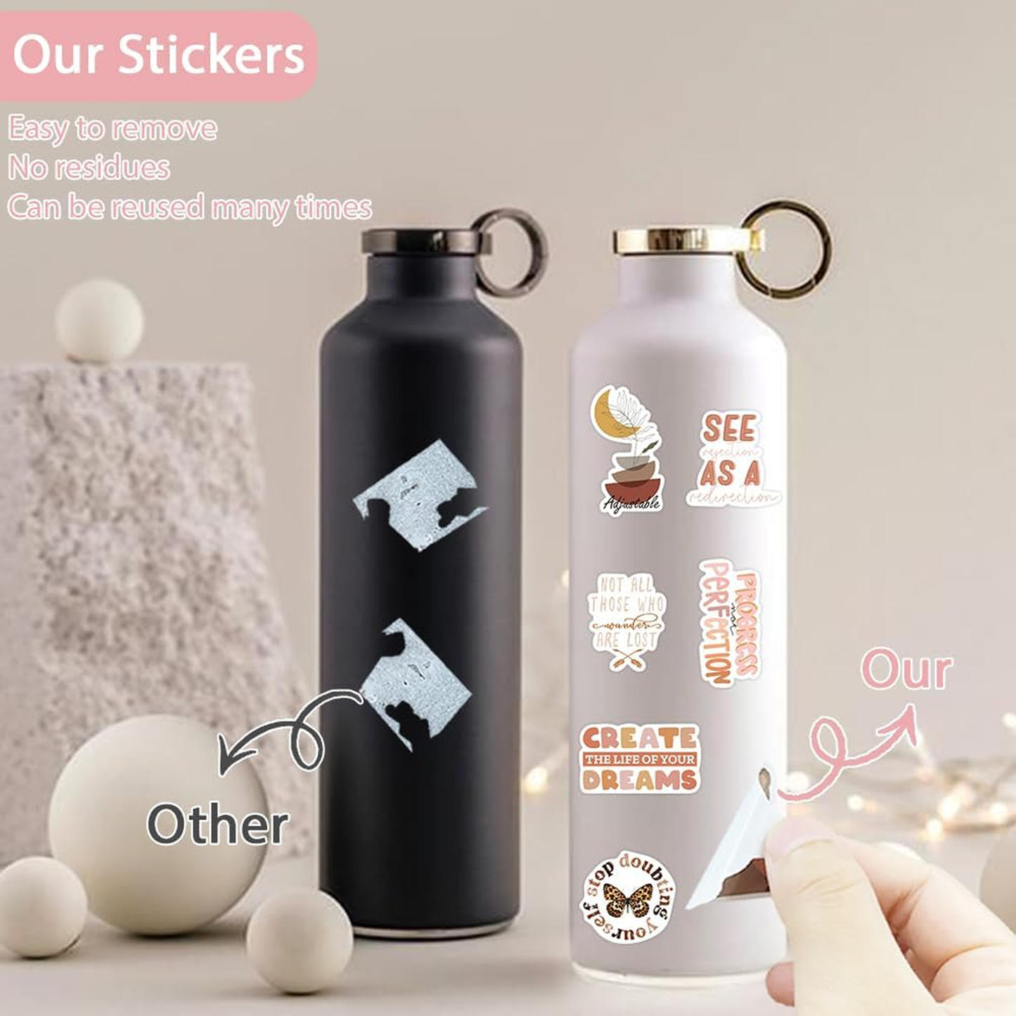 50pcs Vintage Bohemia Inspirational Stickers for Laptop Water Bottles Phone Scrapbook