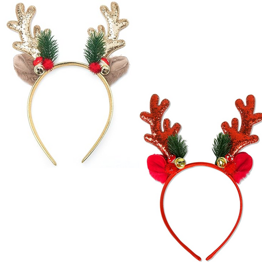 Christmas Headbands Glitter Elk Antlers Trees Hair Bands Holiday Party Accessory for Women Girls