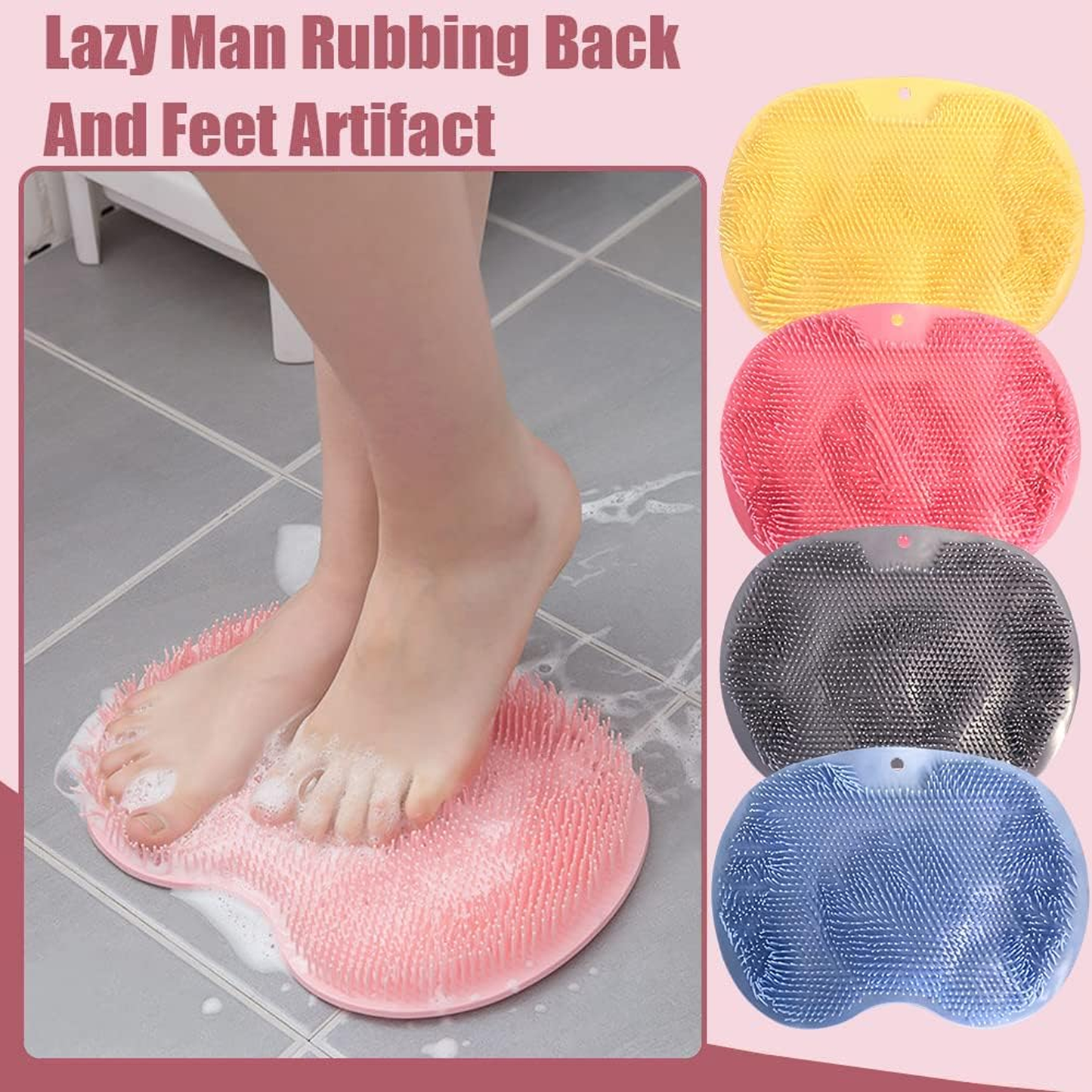 Shower Foot & Back Scrubber Mat Silicone Bath Massage Brush for Massage Cleaner Wash