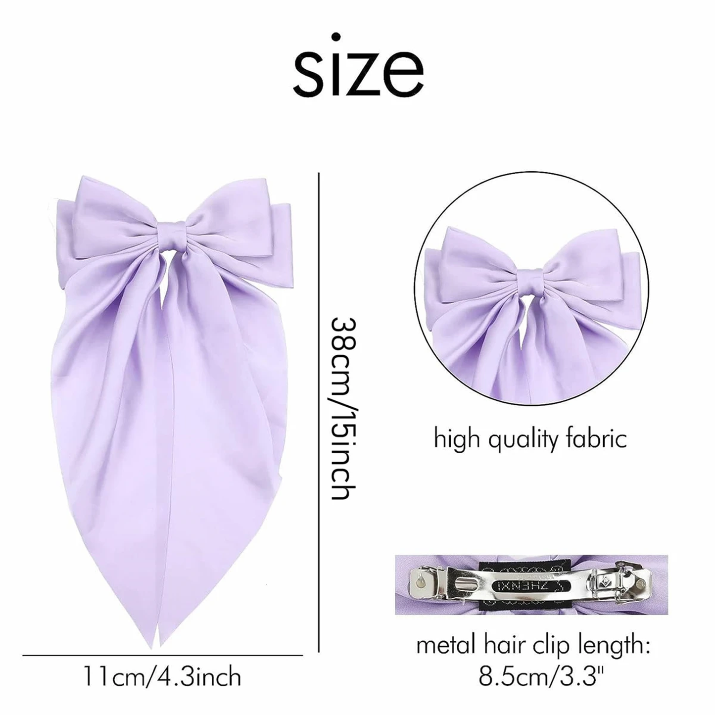 8pcs Satin Layered Hair Bow Clip for Barrette Hair Clip Long French Hair Style Accessories