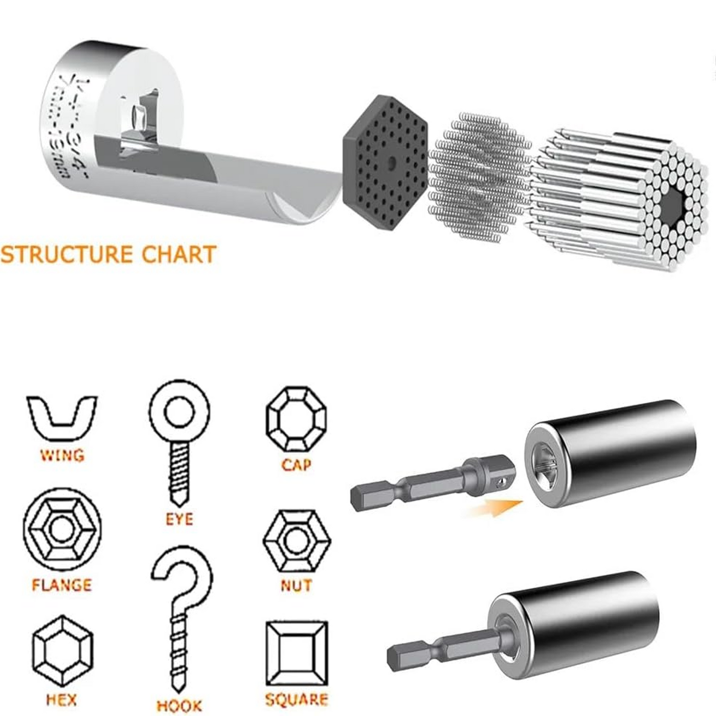 7-19mm Universal Socket Wrench Tool Power Drill Adapter Set Multi-Function Ratchet Wrench Repair Tools