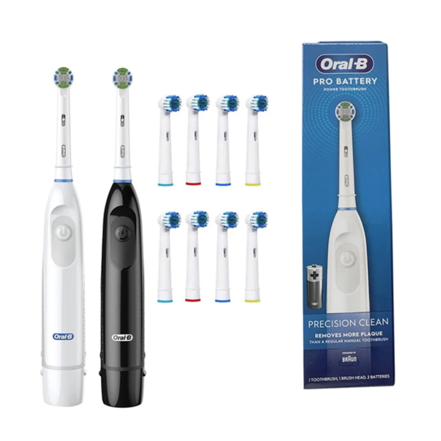 Oral B Electric Toothbrush With Extra Replacement Brush Heads Battery Powered Brush